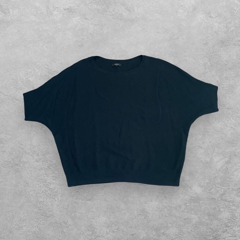 Quince Cotton Cashmere Link Stitch Dolman Sweater Black XL Minimalist - Picture 3 of 8